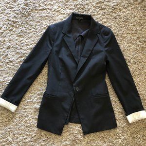 Express structured black blazer coat pinstripe XS